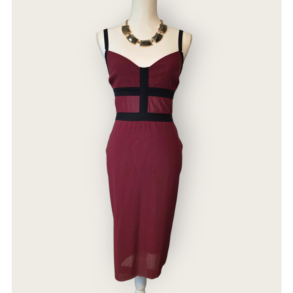 BEC + BRIDGE Bodycon Dress Woman's Size 6 Burgendy Luxury Designer Wear
